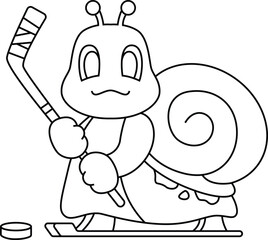 Snail Ice hockey Ice hockey stick Animal Vector Graphic Art Illustration