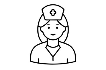 Nurse Line Art Vector Illustration