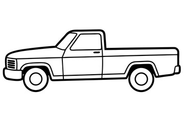 Pickup Truck Line Art Vector Illustration