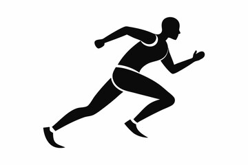 Running Person Silhouette Black And White Vector Illustration