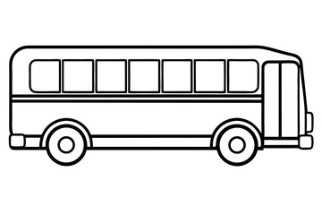 School Bus Line Art Vector Illustration