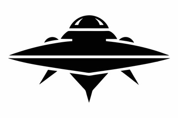 Spaceship Black Silhouette Vector Illustration