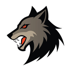 wolf head howling pose vector art illustration
