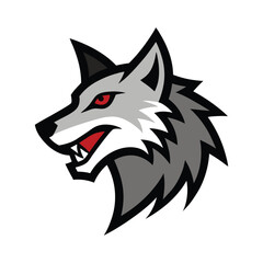 wolf head howling pose vector art illustration