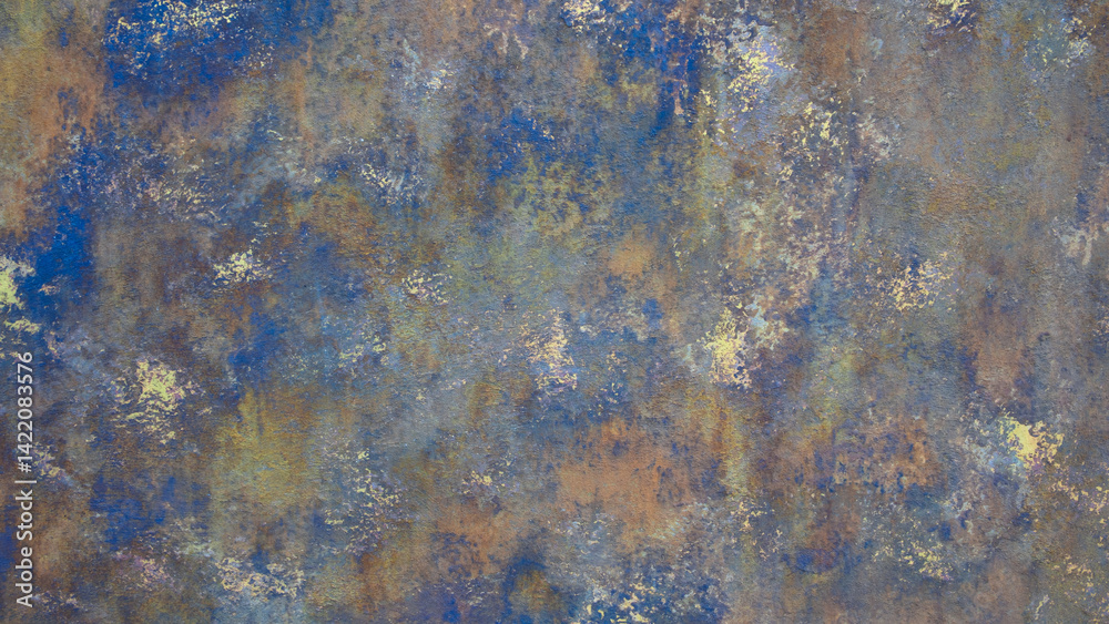 Poster abstract colorful painted texture background blue brown wall with a lot of texture. wall is covered 