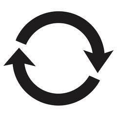 Black Circular Refresh Arrow Icon – Sync Loop Symbol Vector Design"