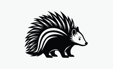 Porcupine silhouette, Animal vector icon, Spiky mammal graphic, Wildlife illustration design
