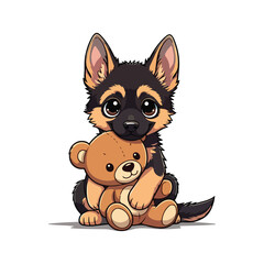 Cute German Shepherd Dog Cartoon Vector Icon Illustration Animal Nature Icon Isolated Flat Vector
