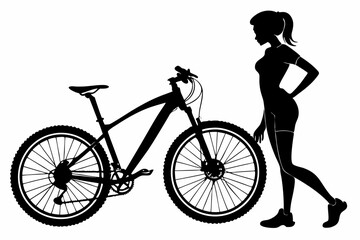 sexy girl and bike silhouette black vector