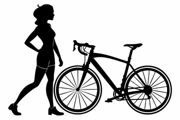 Obraz premium sexy girl and bike silhouette black vector