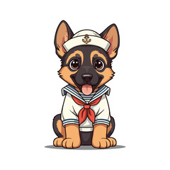 Cute German Shepherd Dog Cartoon Vector Icon Illustration Animal Nature Icon Isolated Flat Vector