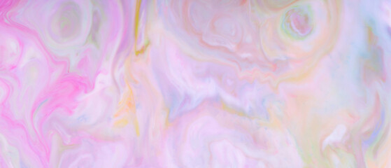 Fluid Art Abstract Background, Soft Pastel Swirls in Pink and Green with Marble Effect