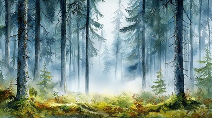 Obraz premium Misty forest landscape