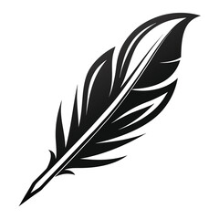 Obraz premium Elegant Black and White Feather Illustrations, Hand-Drawn Feather Designs in Black and White, Stylized Feather Clipart Collection.