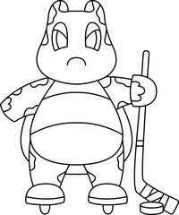 Turtle Ice hockey Ice hockey stick Animal Vector Graphic Art Illustration