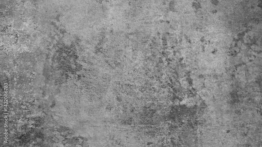 Leinwandbilder Gray wall with many cracks and holes. wall is made of concrete and has a rough texture as an abstract texture background for template pages and banners.