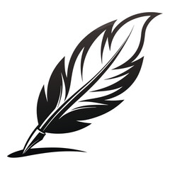 Obraz premium Elegant Black and White Feather Illustrations, Hand-Drawn Feather Designs in Black and White, Stylized Feather Clipart Collection.