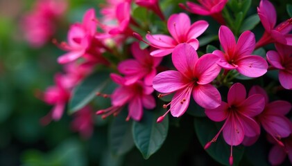 Bold fuchsia blooms, densely packed, exotic style , contemporary, bold