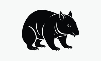Wombat silhouette, Animal vector icon, Marsupial graphic design, Wildlife illustration
