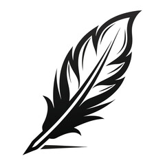 Obraz premium Elegant Black and White Feather Illustrations, Hand-Drawn Feather Designs in Black and White, Stylized Feather Clipart Collection.