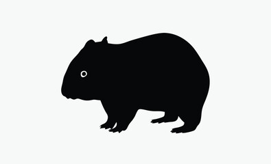 Wombat silhouette, Animal vector icon, Marsupial graphic design, Wildlife illustration