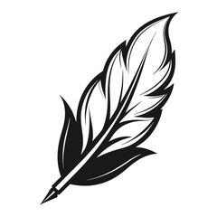 Obraz premium Elegant Black and White Feather Illustrations, Hand-Drawn Feather Designs in Black and White, Stylized Feather Clipart Collection.