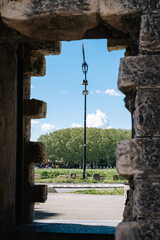 view through a gate in the wall