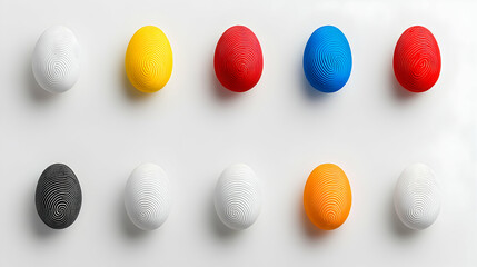 Colorful Decorated Easter Eggs on White Background