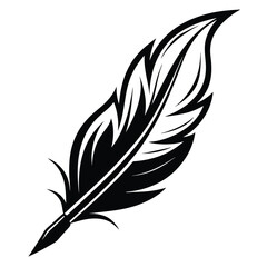 Obraz premium Elegant Black and White Feather Illustrations, Hand-Drawn Feather Designs in Black and White, Stylized Feather Clipart Collection.