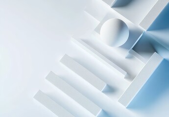 A white background with geometric shapes in the foreground, representing an abstract.