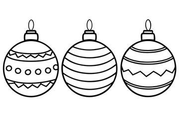 Hand-Drawn Xmas Ornament Outline Set