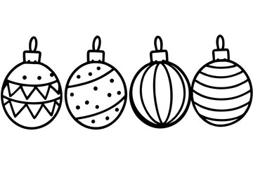 Hand-Drawn Xmas Ornament Outline Set