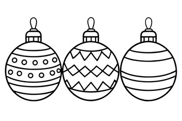 Hand-Drawn Xmas Ornament Outline Set