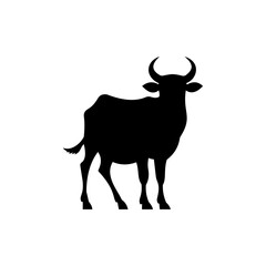 cute black and white cow vector silhouette illustration, eid al-adha mascot