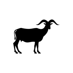 cute black and white goat vector silhouette illustration, eid al-adha mascot