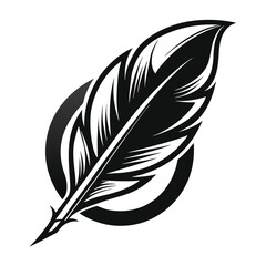 Obraz premium Elegant Black and White Feather Illustrations, Hand-Drawn Feather Designs in Black and White, Stylized Feather Clipart Collection.
