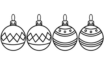 Hand-Drawn Xmas Ornament Outline Set