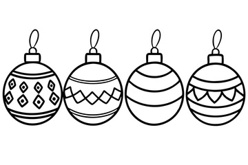 Hand-Drawn Xmas Ornament Outline Set