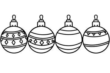 Hand-Drawn Xmas Ornament Outline Set