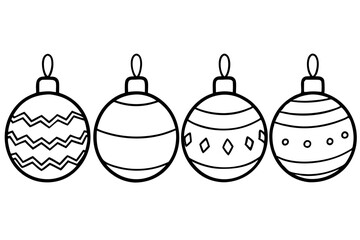 Hand-Drawn Xmas Ornament Outline Set