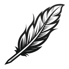 Fototapeta premium Elegant Black and White Feather Illustrations, Hand-Drawn Feather Designs in Black and White, Stylized Feather Clipart Collection.