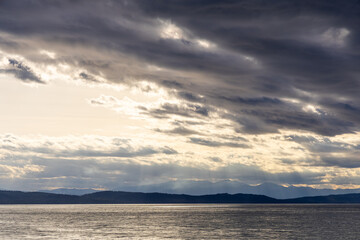Dramatic Cloudscape Over the West Coast Waters of British Columbia, Canada