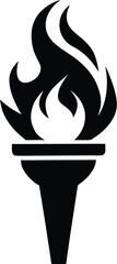 Flame torch silhouette, Burning flame torch icon vector illustration on a white background