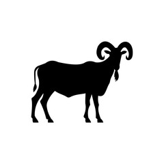 cute black and white goat vector silhouette illustration, eid al-adha mascot