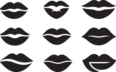 Lips icon bundle vector illustration
