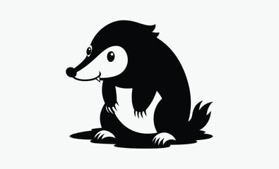 Mole silhouette, Burrowing animal vector, Small mammal icon, Wildlife illustration design