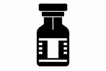 Vaccine Vial Black Silhouette Vector Illustration
