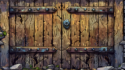 Weathered Wooden Gate with Stone Frame