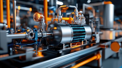 Fototapeta premium Industrial Machine Operating Efficiently on Heavy Equipment in Workshop