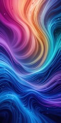 Obraz premium Vibrant abstract background featuring flowing, colorful waves in a harmonious blend of hues. The dynamic patterns create a sense of movement and energy, perfect for modern designs.